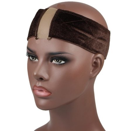 2-pak justerbar fløyels parykkgrepband uten skli for parykker (mørk brun)