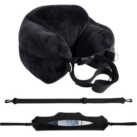 Rejsepude med opbevaring i polyester - Svart