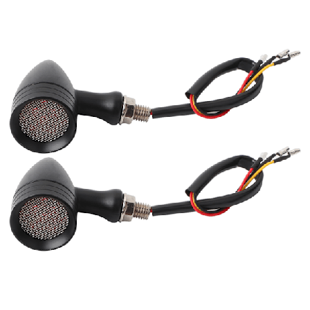 Universal Motorsykkel Retro Bullet Grid LED Blinklys Bremselys Metall Shell Blinklys Svart Shell Gul Linse