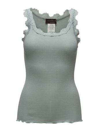 Silk Top W/ Lace T-shirts & Tops Sleeveless Grön Rosemunde