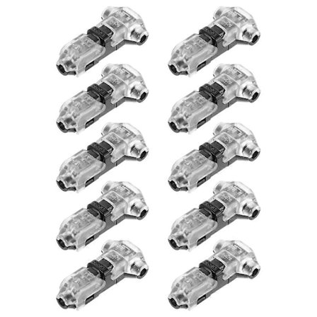 10 stk Lavspenning T-kobling Ledningskoblinger Loddefri Ingen Ledningsstripping (Svart)