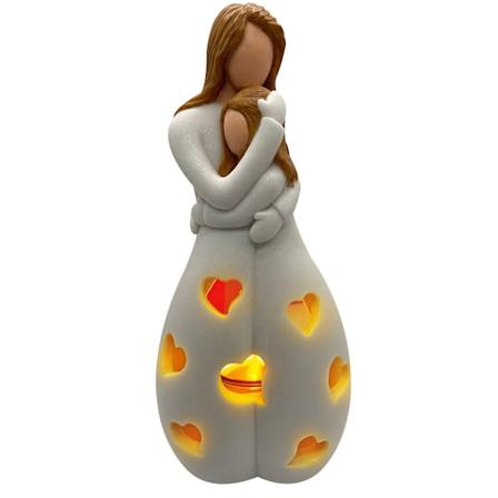 Presang til mamma fra datter, morsdagspresang - lysestake statue med flimrende LED