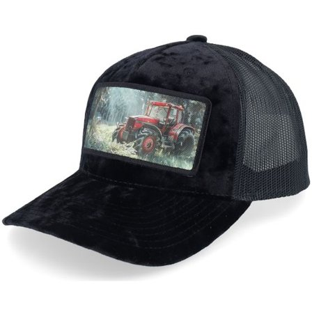 Calza Pennello - Svart trucker Keps - Abandoned Tractor Velvet Black A-Frame Trucker @ Hatstore