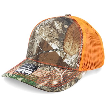 Richardson - Camo trucker Caps - 112pfp Realtree Edge/Neon Orange A-Frame Trucker @ Hatstore