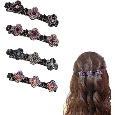 4-delt sæt - Hårklemme - Prinsessehårtilbehør - Blad- og saks-hårklemme