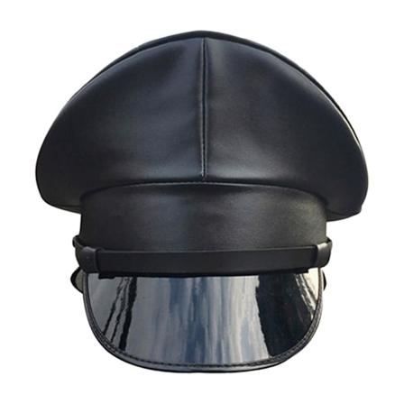 Kapteinshatt tysk stil offiserhatt kostyme rekvisitt kunstlær arméhatt vakt hatt for nattklubb forestilling Halloween unisex Black 59