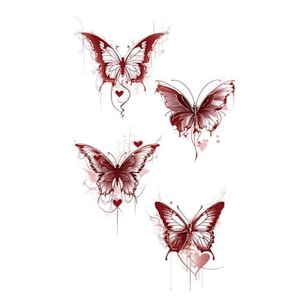 Rød Sommerfugl Tattoo Sticker Semi-permanent Tattoo Sticker Pige Sexet Tattoo Sticker Til Kvinder D3W3