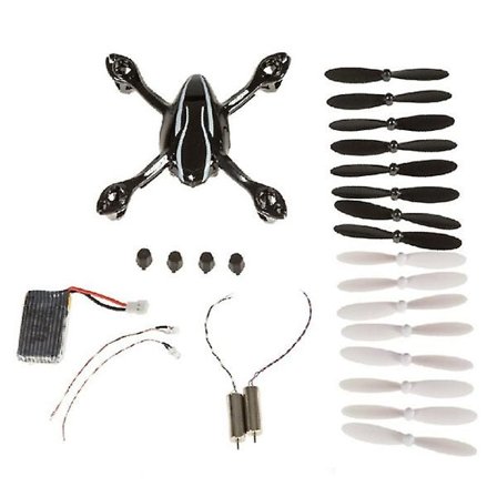 All-in-one Crash Pack -runkosarja /lavat /moottori /akku /led-valot Varaosapakkaus Hubsan X4 H107l -nelikopterille (musta+valkoinen)