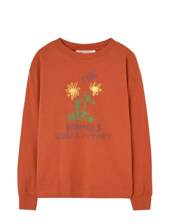 THE ANIMALS OBSERVATORY Flowers Red Dof Lonf Sleeve T-Shirt - Orange - 8 Y