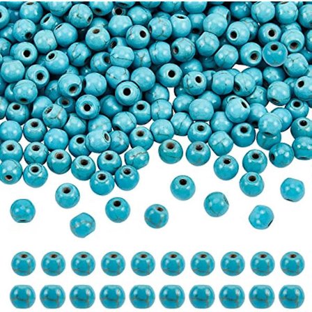 496 kpl Kiviriipuksia 6mm Synteettisiä turkoosipyöreitä helmiä Spacer Värjättyjä jalokiviä Löysiä helmiä 0,8 mm reiällä kaulakorun rannekorun korujen 