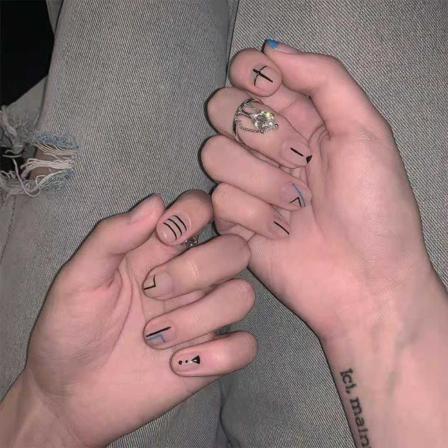 Nail Art Sticker Geometrisk Personlighet Vattentät Och T24st
