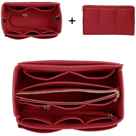 Lompakon järjestäjä, huopainen laukkujärjestäjä vetoketjulla, käsilaukku ja kassi muotoilija Speedy Neverfull -kassiin