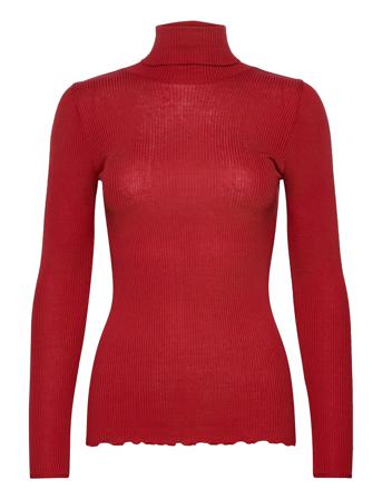 Silk T-Shirt Regular Ls Roller Neck Red Rosemunde