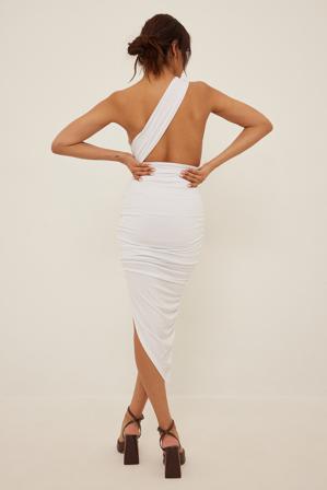 NA-KD Trend Robe froncée à une épaule - Robes de cérémonie - Blanc - XX-Large