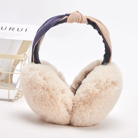 Vinterhörselmuffar öronvärmare hopfällbara plyschhörselmuffar uni varmt öronpropp (aprikos)