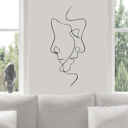 Ghyt Minimalistisk par ansikt linje kunst vegg klistremerker estetisk svart og hvitt menn og kvinner abstrakt kunst karakter klistremerker soverom 