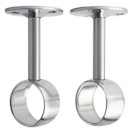 Gardinstangbeslag Garderobestangbeslag med skruer Loftbeslag til gardin og garderobe, børstet rustfrit stål, diameter 32 mm, 2 stk.