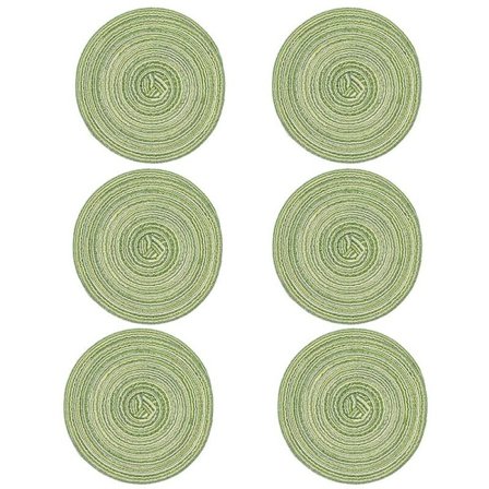 6 stk Gryteunderlag Stor Flettet Vevd Gryteunderlag, Bomullstråd Vev Kopp Underlag Varmt Gryteunderlag Pad Matte Grønn