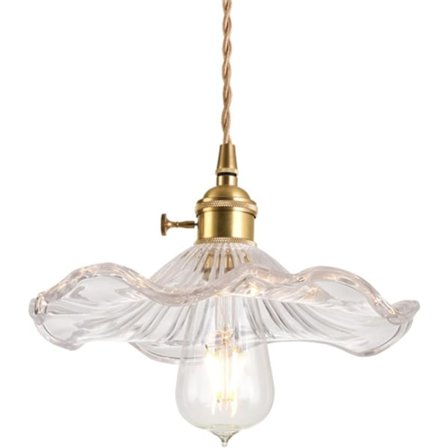 Lotus Leaf Hengelampe Gull Grønn Glass Blomster Lysekrone Nordisk Moderne Landlig Enkelt Taklampe, Klar