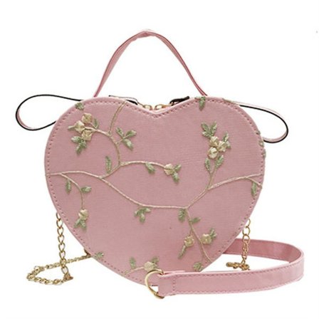 Fashion Lace Heart Round Handbags Tote Fresh Flower Chain Bag Shoulder Messenger