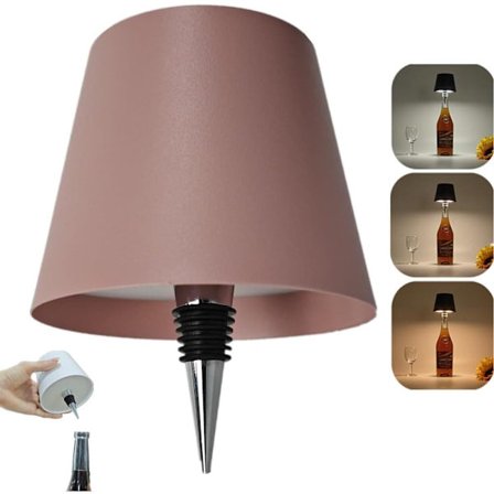 Flaskelampe med LED, dimbar bordlampe for vin- og whiskyflasker, trådløs og oppladbar_TF_TF