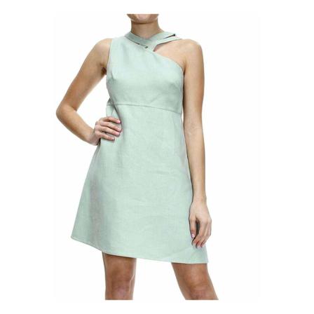 Valentino Short Sleeves Linen Kjole Grøn, Dame