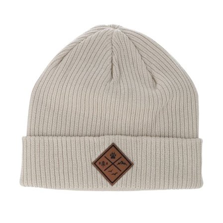 Wild Spirit - Beige cuff Beanie - Engraved Nature Patch Sand Cuff @ Hatstore
