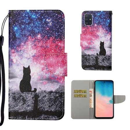 Wonderland Samsung Galaxy A71 Flip Etui - Sort Kat