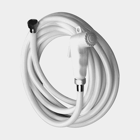 Cabezal de ducha / mango de ducha CAN-SB, 3/8" G (BSP), 1/2" G (BSP), con manguera de 3 metros, plástico, blanco