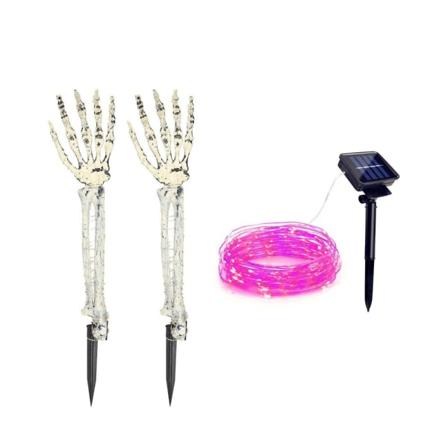 Skeleton Håndlampe Led Solar Energy String Lights LILLA LYS purple light