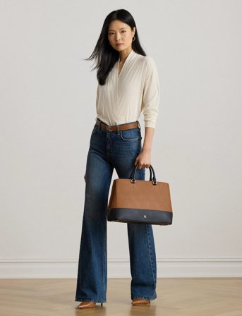 Lauren Ralph Lauren Cotton-Modal Surplice Sweater - Cream - XL