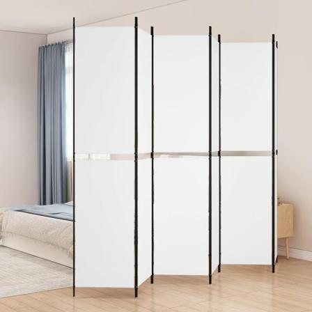 Vidaxl Rumsavdelare 6 Paneler Vit 300x220 Cm Tyg Vit