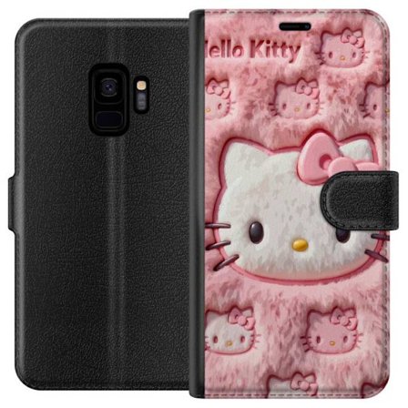 Yhteensopiva Lompakkokotelo Samsung Galaxy S9 Hello Kitty vaaleanpunainen pörröinen tausta, jossa on ikoninen kasvot ja kawaii-esteettisyys