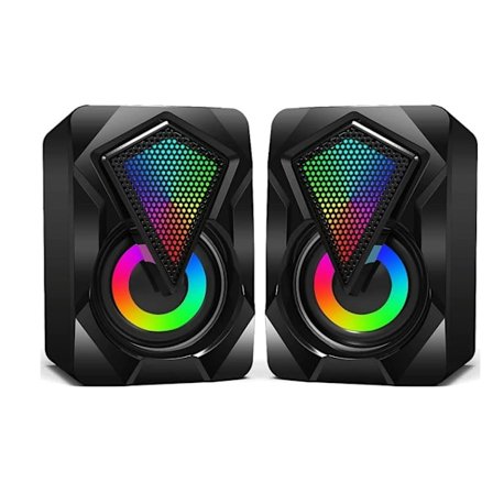 YEMAESRE X2 Högtalare med Färgglad LED-belysning Stereo 2.0 Drivs av USB 3.5mm 6W Svart