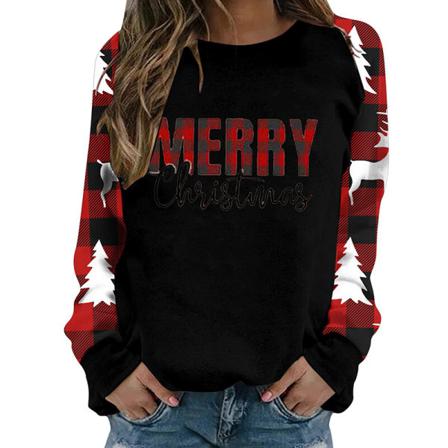 Långärmad Tröja För Kvinnor Med Crew-neck Jultröjor