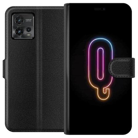 Kompatibel Tegnebogsetui til Motorola Motorola Moto G72 Minimalistisk neonbogstav Q i lyse farver mod mørk baggrund