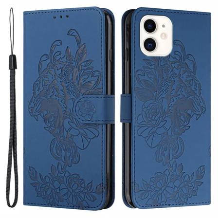 Tiger Flower Plånboksfodral Till Iphone 12 Mini - Blå Blå
