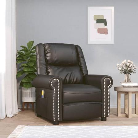 Vidaxl Massagefåtölj Svart Glansig Konstläder Svart