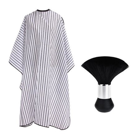 Professionel frisørkappe med nakkebørste, salonbarberkappe, frisørtilbehør (stribe, 160x140cm)