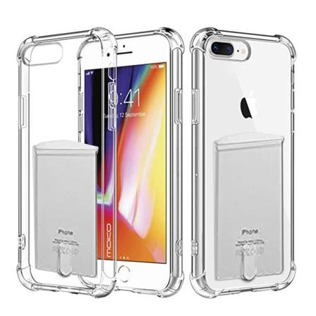 iPhone 7 Plus - Silikonetui med kortholder FLOVEME Transparent/Genomskinlig