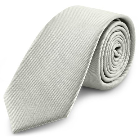 8 cm Light Grey Grosgrain Tie for Men - Solid color neckties