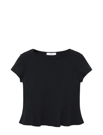A-Line Cotton Tee Black Mango
