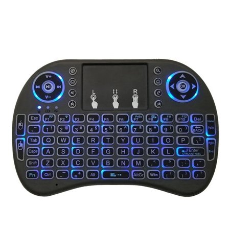 Hög kvalitet 2,4G Air mus med pekplatta tangentbord i8 engelska bakgrundsbelyst mini trådlöst tangentbord för PC Android TV box