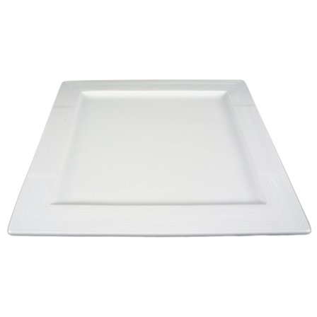 Firkantet porcelænstallerken med detaljeret kant - 4 pakker