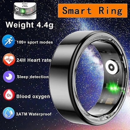 För HUAWEI XIAOMI SAMSUNG Smart Ring Män Titanium Stål Skal Hälsoövervakning 3ATM Vattentät 100+ Sportlägen Smartring Kvinnor (FMY)