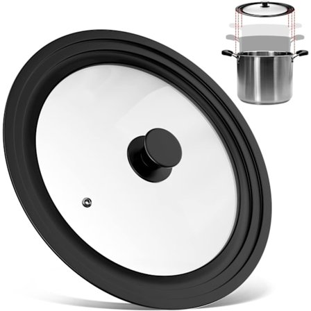Universellt svart lock 3 storlekar, för kastruller och stekpannor med diameter 28 cm, 30 cm, 32 cm