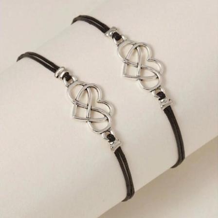 Promise Distance Matchande Armband Vännskap Par Armband För Bästa Vänner Par Kvinnor Män Tonåringar Flickor Svart(1st, Silver)