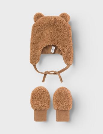 Nbnmatuta Teddy Set2 Accessories Gloves & Mittens Mittens Winter Hats Brun Name It*Betinget Tilbud