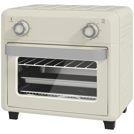 Rootz 10L minikonvektionsugn - Luft Fryer - Pekskärmskokare - Mindre oljelagning - 32 cm Vikt x 27,2 cm Djup x 29,8 cm Höjd - Vit & silver
