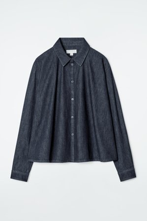 COS Women's Regular Flared Denim Shirt in Blue